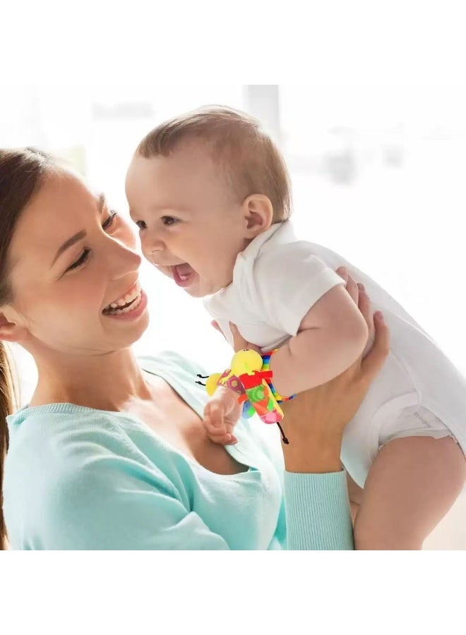 4Pcs Baby Cartoon  Animal Wrist Rattles & Foot Finder Socks Set – Soft Infant Wristbands and Socks for Early Learning & Sensory Development - Image 3