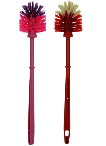 Aristo Aristo Plastic Toilet Brushes (8 cm x 8 cm x 42 cm, Red and Pink, Pack of 2)  - Image 1