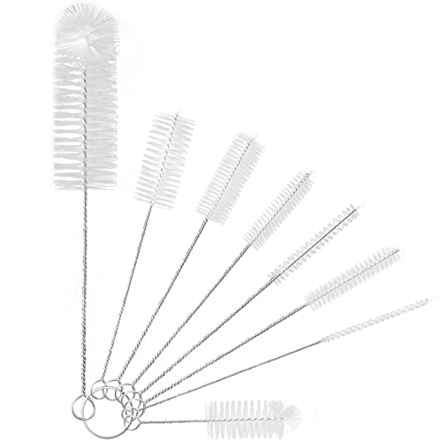 Yolaist 8 Pcs Bottle and Straw Cleaner, Long Deep Nylon Brush with Bendable Stainless Steel Flexible Handles for Bottles, Straws, Pipes, Wine Decanter, Sinks and Cup Cover - Image 1