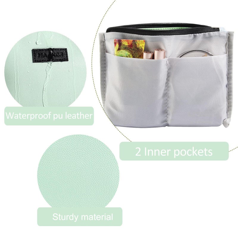 MAANGE Makeup Bag for Purse Small Makeup Bag with Zipper Pu Leather Makeup Pouch Cosmetic Bags for Women Travel Makeup Bag (Green) - Image 5