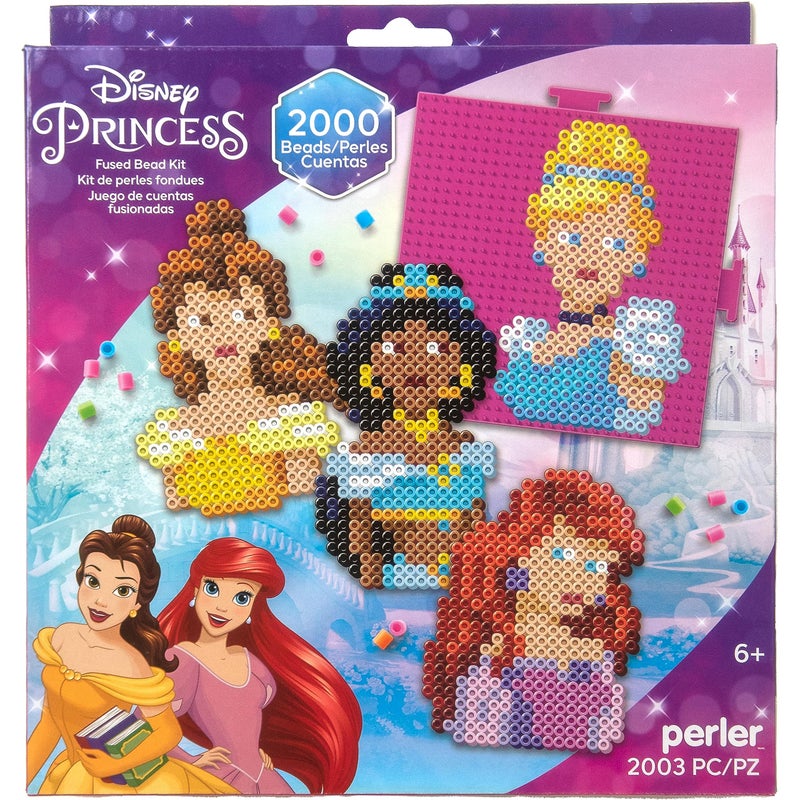Perler Disney Princesses Fused Bead Craft Activity Kit, Includes 5 Patterns, Finished Project Sizes Vary, Multicolor 2003 Pieces - Image 1