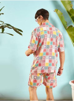 Mascln Sassafras Geo Print Relaxed Fit Shirt & Shorts Co-Ords by Styli  - Image 1