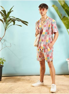 Mascln Sassafras Geo Print Relaxed Fit Shirt & Shorts Co-Ords by Styli  - Image 3