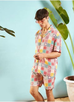 Mascln Sassafras Geo Print Relaxed Fit Shirt & Shorts Co-Ords by Styli  - Image 4