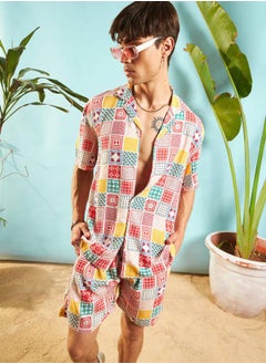 Mascln Sassafras Geo Print Relaxed Fit Shirt & Shorts Co-Ords by Styli  - Image 2