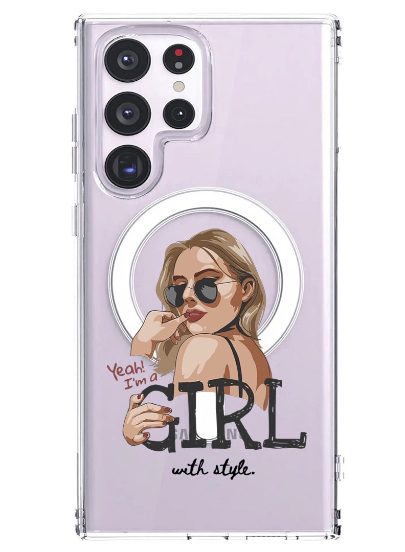 Theodor حافظة مغناطيسية لهاتف سامسونج جالكسي S23 ألترا 6.8 بوصة متوافقة مع شحن ماغسيف اللاسلكي، غلاف هاتف مقاوم للصدمات للبنات الأنيقات - Image 1