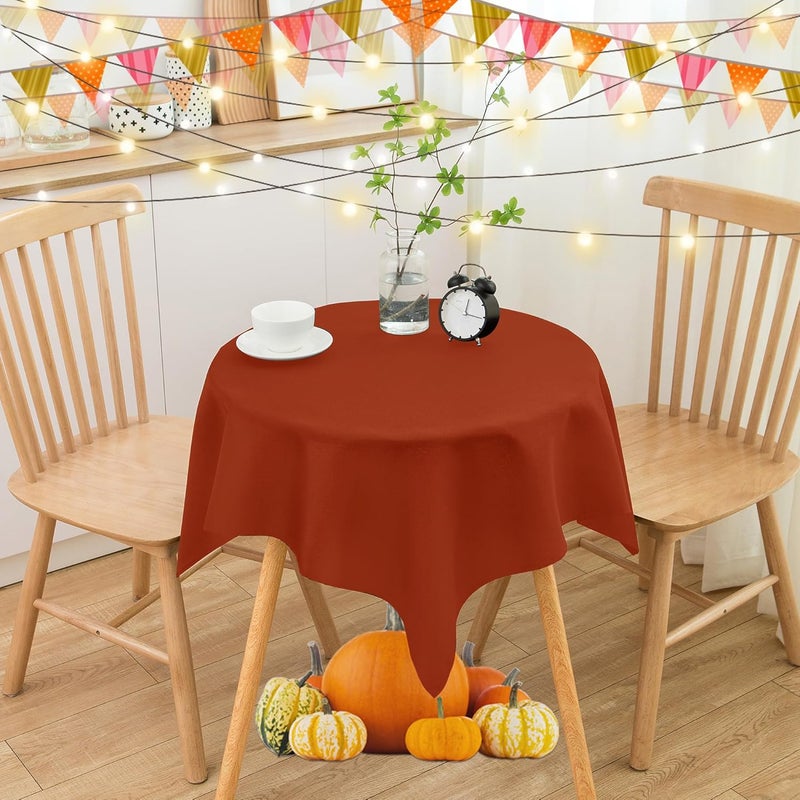sancua Small Square Tablecloths 36x36 Inch Rust - Fall Table Cloth for Square or Round Tables, Burnt Orange Washable Polyester Fabric Table Cover for Thanksgiving Nightstand End Bedside Tables - Image 4