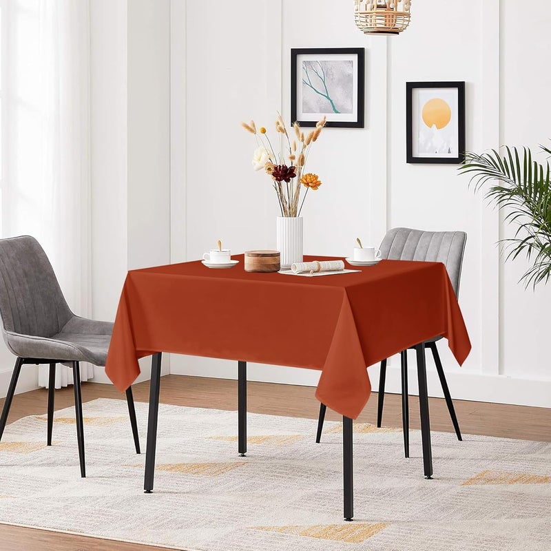 sancua Small Square Tablecloths 36x36 Inch Rust - Fall Table Cloth for Square or Round Tables, Burnt Orange Washable Polyester Fabric Table Cover for Thanksgiving Nightstand End Bedside Tables - Image 3