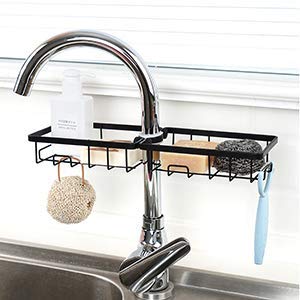 Dayish Dayish 2 Pcs Kitchen Adjustable Sink Faucet Shelf Stainless Steel Drain Rack for Soap Sponge Clip Hanging Holder Dishcloth Towel Rack - Image 4