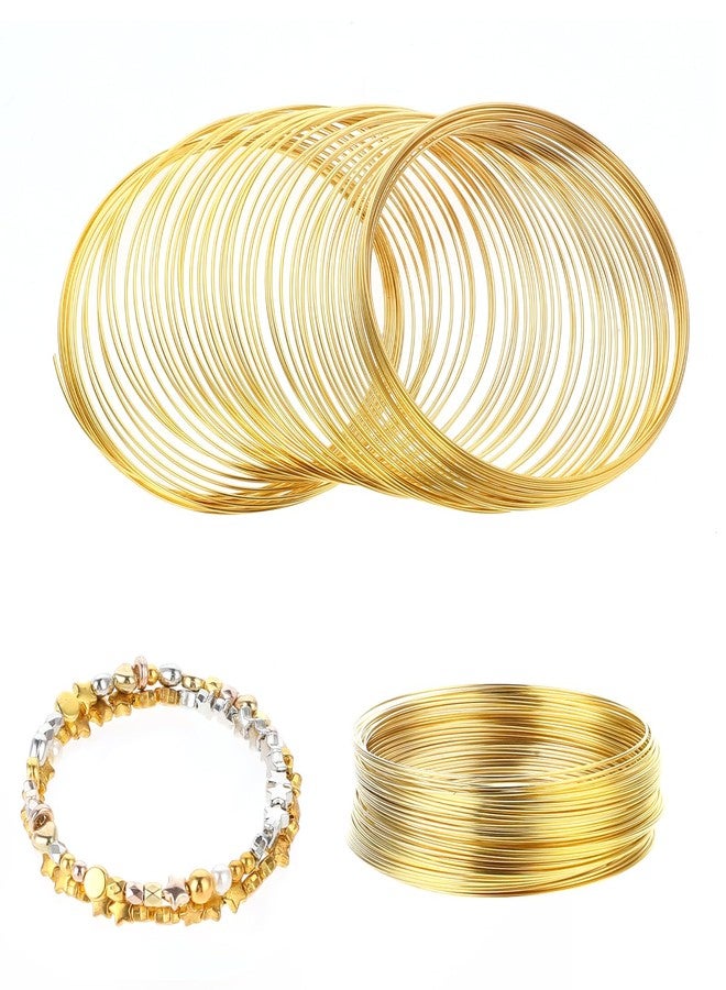 Jeffdad 100 Loop Memory Steel Wire Beading Wire for Jewelry Making Wrapping Stones Necklaces and Cable Bracelet (Gold, 100) - Image 1