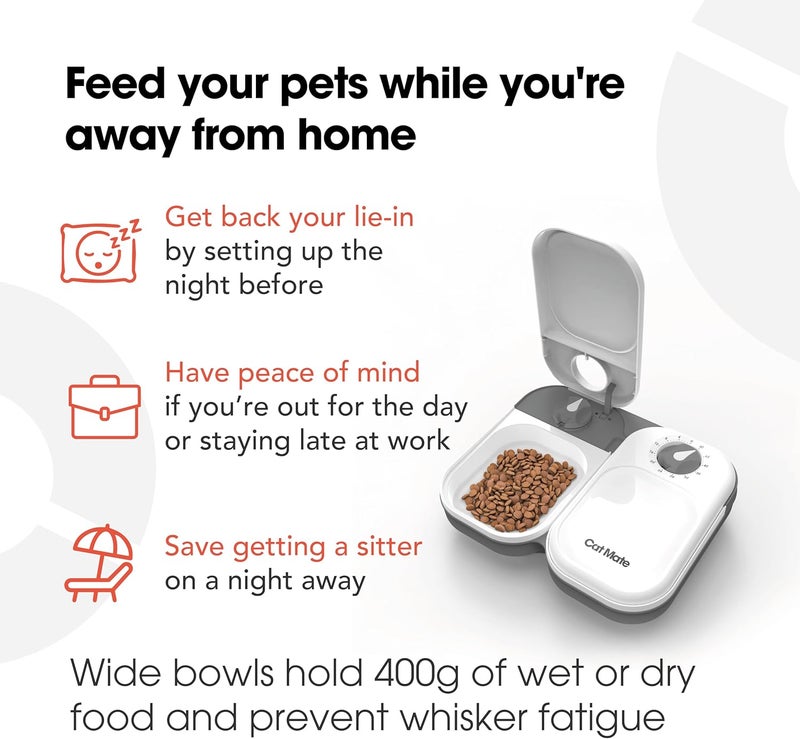 Cat Mate C200 2 Meal Automatic Pet Feeder for Cats and Small Dogs with Ice Pack - Image 4