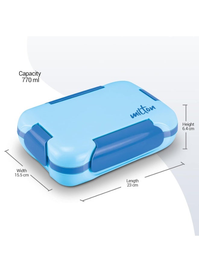 MILTON More Meal Large Steel Kids Lunch Box, Inner Stainless Steel Insulated Containers with Clip Lock Lid, 770ml & 175 ml, Airtight, Leakproof, for School & Picnic, Blue - Image 3