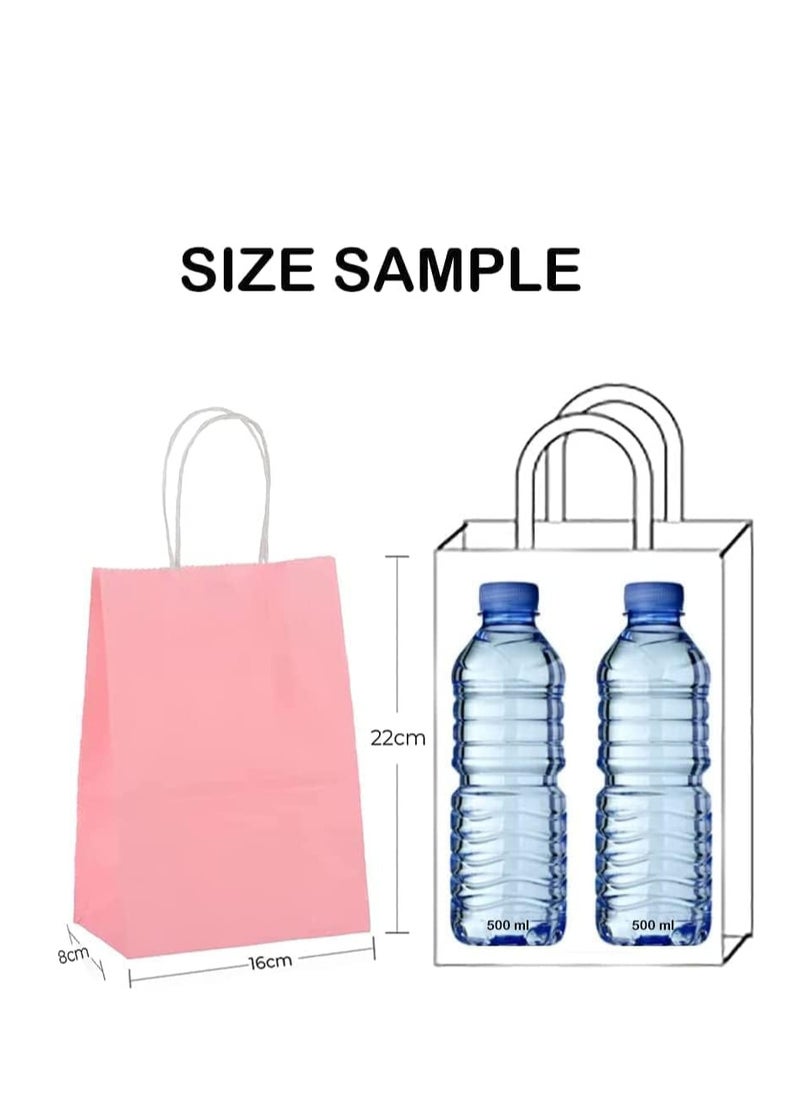 ECVV ECVV Gift Bags 12 Pieces Set Eco-Friendly Paper Bags With Handles Bulk Paper Bags Shopping Bags Kraft Bags Retail Bags Party Bags (PINK, 21 * 15 * 8 Cm)  - Image 3