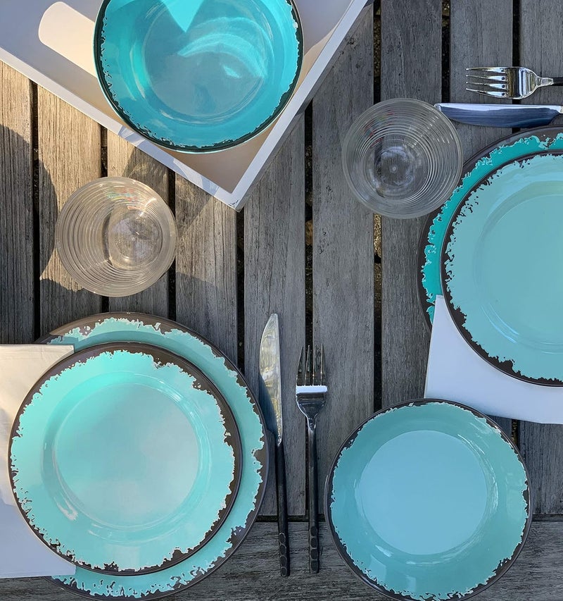 Fox Run Melamine Dinnerware Set Teal 10 - Image 5