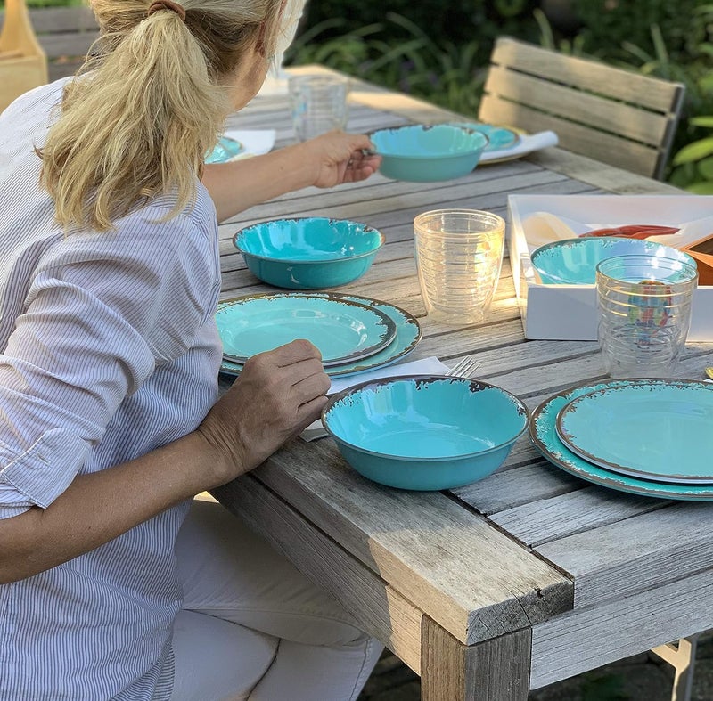 Fox Run Melamine Dinnerware Set Teal 10 - Image 2