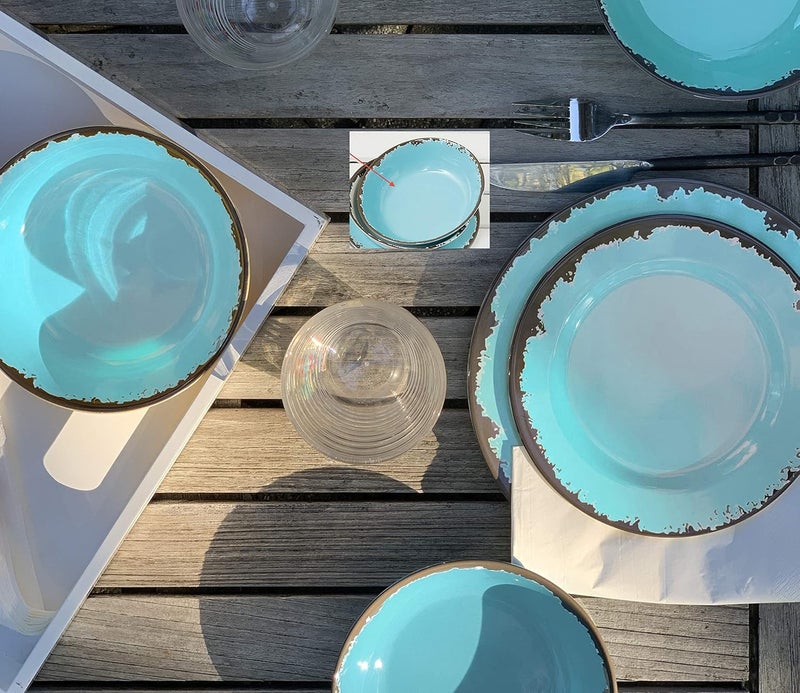 Fox Run Melamine Dinnerware Set Teal 10 - Image 3