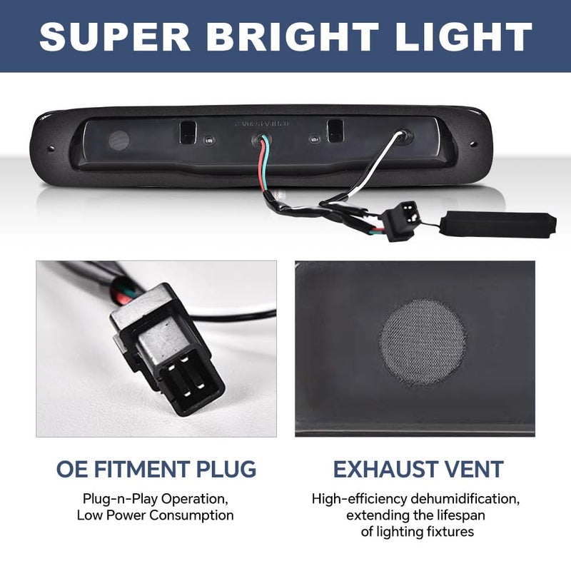PIT66 3rd Brake Light Compatible with Chevy Silverado 1500 2500 3500 & HD Models (99-06 silverado/sierra X Clear Lens) - Image 3