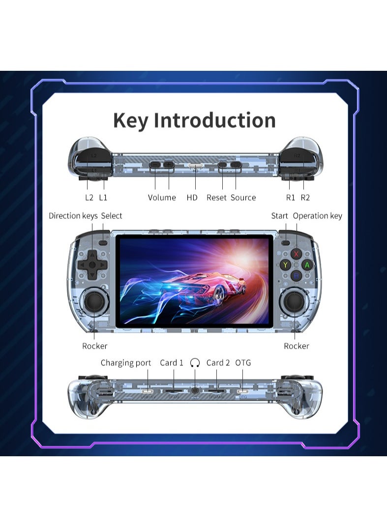 Powkiddy - POWKIDDY RGB10 MAX3 Handheld Game Console, 5 Inch IPS Screen Retro Video Game Console Open Source Linux Game Player, Support WiFi & Bluetooth,10000+ Games Portable PSP (Blue, 128G) - Image 1