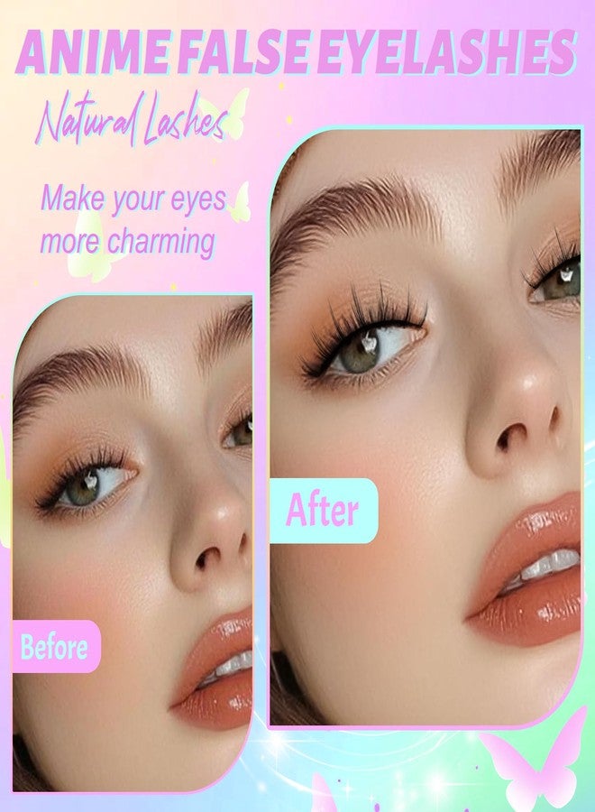 Losha Lashes Wispy Manga Lashes Natural False Eyelashes 9 Pairs Thin Eye Lashes Pack Soft Anime Fake Eyelashes (Manga) - Image 4