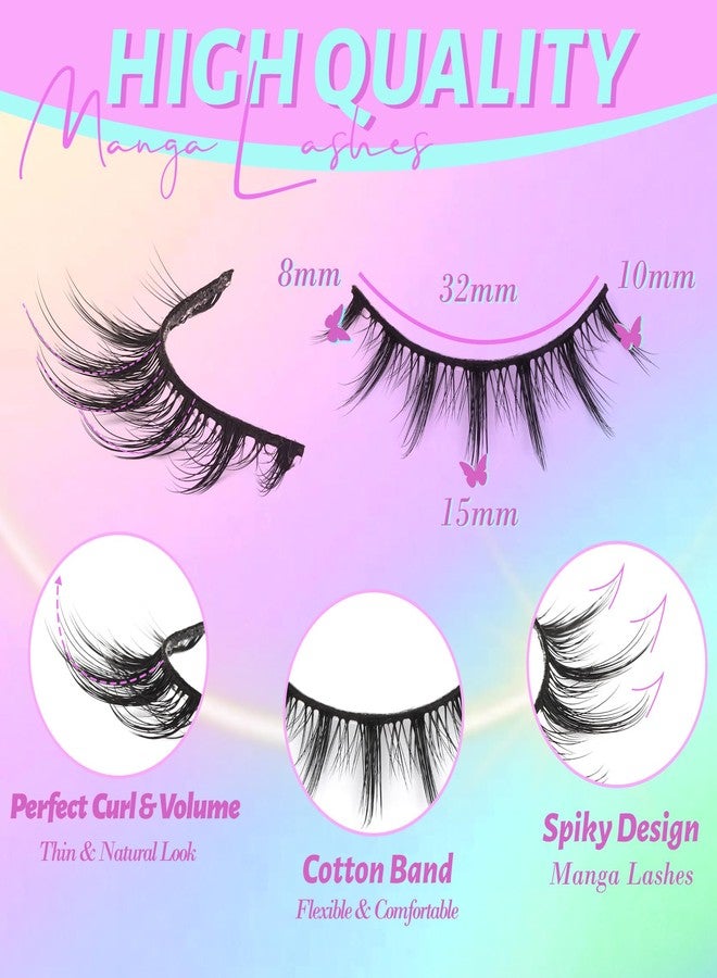 Losha Lashes Wispy Manga Lashes Natural False Eyelashes 9 Pairs Thin Eye Lashes Pack Soft Anime Fake Eyelashes (Manga) - Image 2