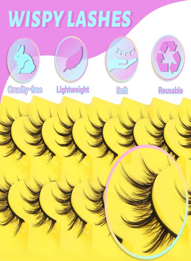 Losha Lashes Wispy Manga Lashes Natural False Eyelashes 9 Pairs Thin Eye Lashes Pack Soft Anime Fake Eyelashes (Manga) - Image 3