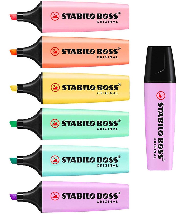 STABILO BOSS Original Pastel Highlighter Marker Pens – Full Set of 6 + Lilac Haze - Image 1