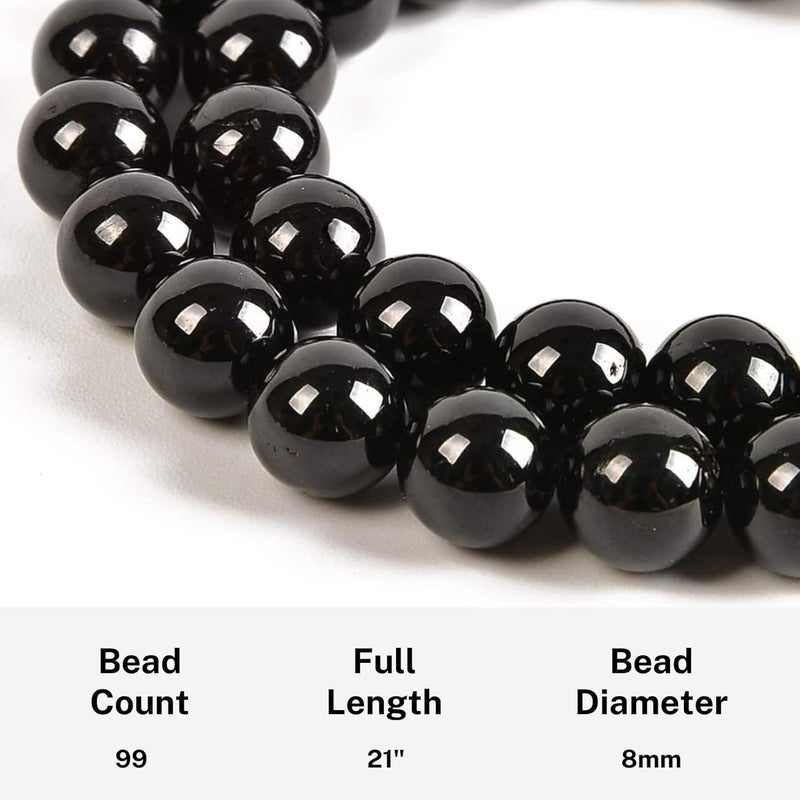 AzanClk Tasbih Premium Muslim Prayer Beads Made with Natural Stone Beads for Daily Misbaha and Meditation (10mm (99 Beads), Agate, Black) - Image 3