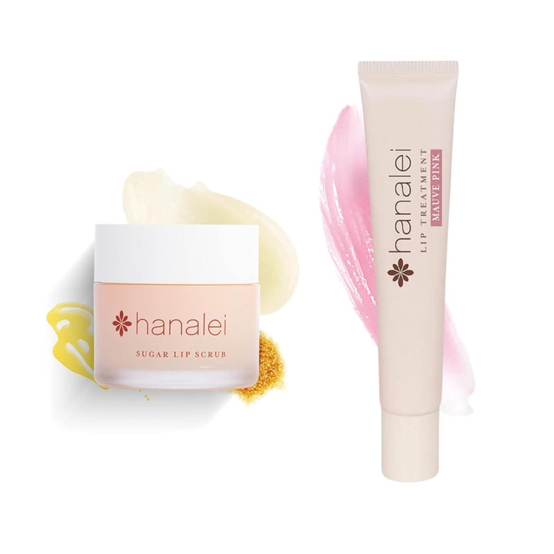 Hanalei Sugar Lip Scrub and Lip Treatment Mauve Pink Bundle Made with Raw Cane Sugar and Real Hawaiian Kukui Nut Oil Cruelty free Paraben free