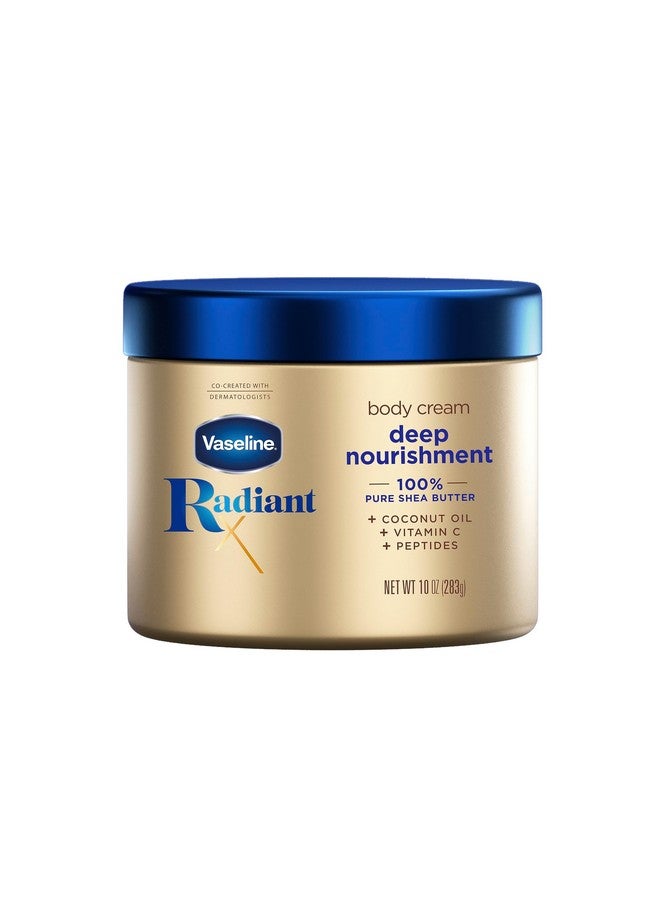 Vaseline Radiant X Deep Nourishment Body Cream 100% Pure Shea Butter Coconut Oil Vitamin C & Peptides 10 Oz - Image 1