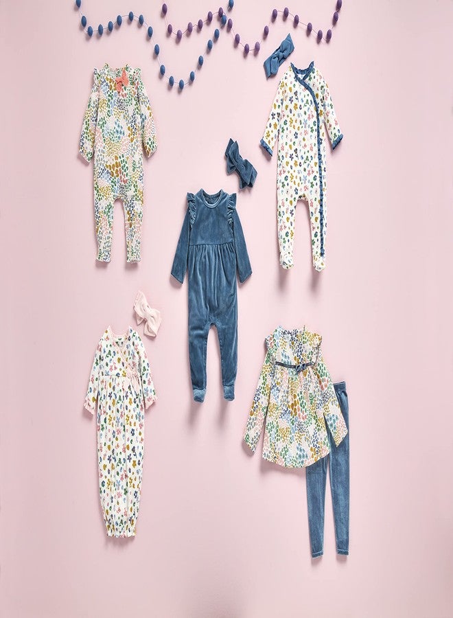Mud Pie Baby Girl Sleeper Set, Navy Rip Velour - Image 2