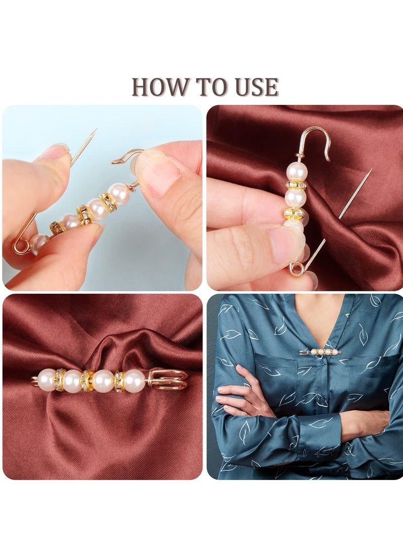 SYOSI Pearl Brooch, Women Scarf Headscarf Safety Pins White Pearl Dress Anti Walking Buckle Pin Clip Pants Waist Fixed Pins Hat Shawl Accessories Decorations (14 Pieces) - Image 5