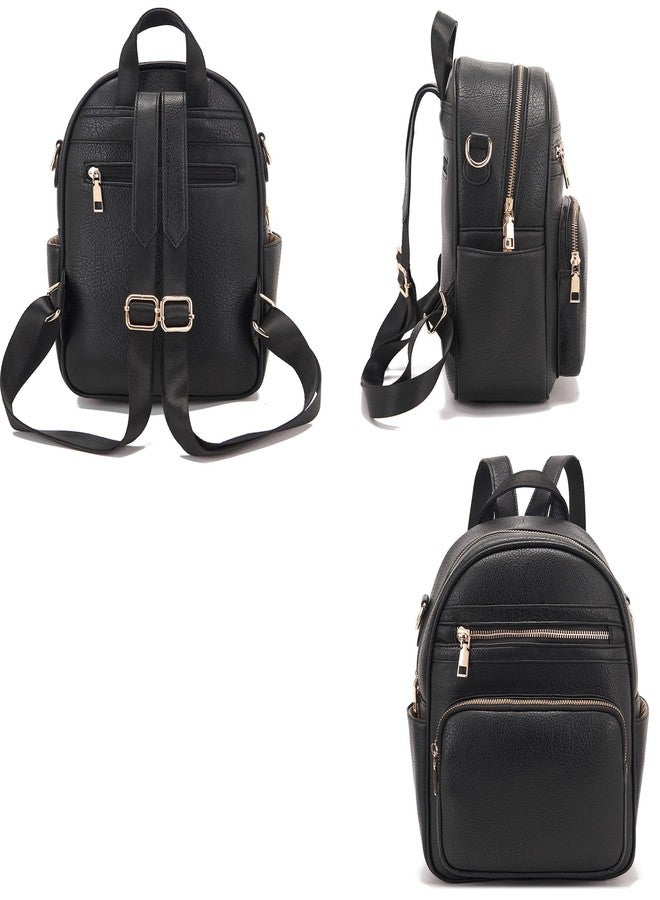Idesort Small Backpack Purse for Women Girls Cute Backpacks Purse set with Wallet Convertible Shoulder bag Black - Image 4