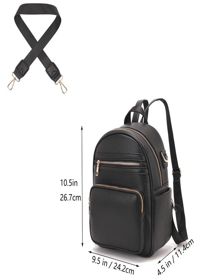 Idesort Small Backpack Purse for Women Girls Cute Backpacks Purse set with Wallet Convertible Shoulder bag Black - Image 3