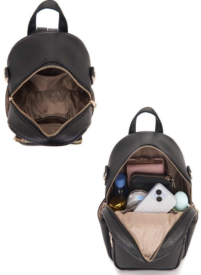 Idesort Small Backpack Purse for Women Girls Cute Backpacks Purse set with Wallet Convertible Shoulder bag Black - Image 5