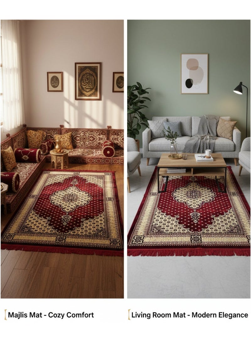 Alsaqer Turkey Premium Quality Majlis Mat | Majlis Carpet (1.4x2 Mtr) | Soft, Shine, Desert Mat, Camping Mat, Picnic Mat, Camping Rug, Travel Mat, Rug for Living Room, Office - Assorted Design - Image 4