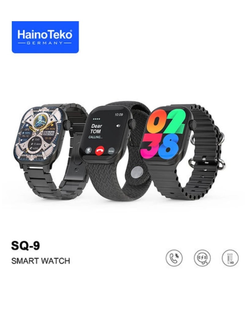 Haino Teko SQ-9 Smart Watch Large AMOLED Screen Fitness Tracker Wireless Charger With 3 Strap  - Image 1