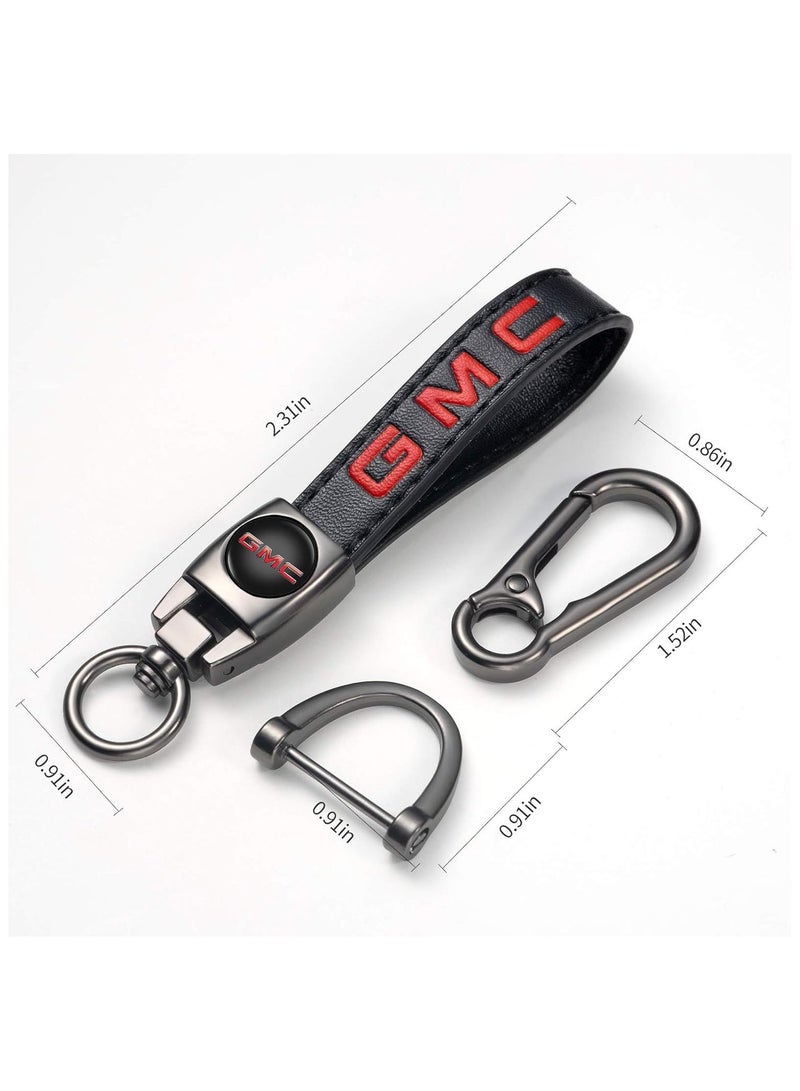Generic Genuine Leather Car Logo Keychain for GMC - Fits Sierra, Denali, Canyon, Terrain, Yukon, Jimmy, Acadia - Stylish Keyring for Men & Women - Premium Black Family Gift - Image 2