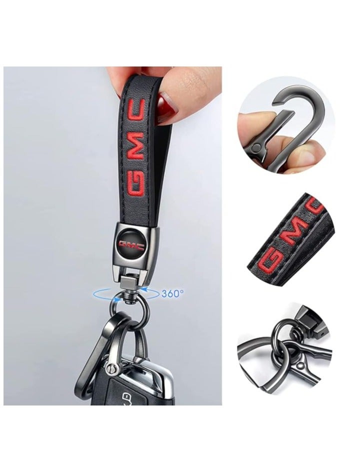 Generic Genuine Leather Car Logo Keychain for GMC - Fits Sierra, Denali, Canyon, Terrain, Yukon, Jimmy, Acadia - Stylish Keyring for Men & Women - Premium Black Family Gift - Image 5