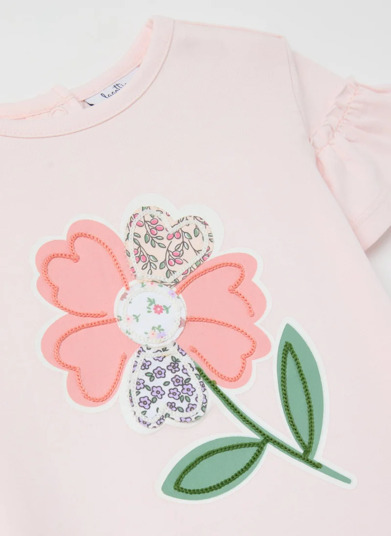 Ovs T-Shirt With Patchwork-Effect Flower Application