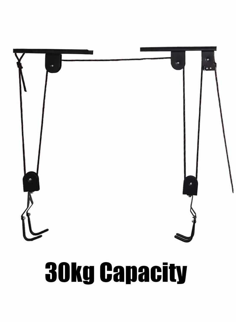 Excefore Bike Lift Hoist, Bicycle Hoist for Garage Storage, Heavy Duty Ceiling Mountain Bicycle Hanger Pulley Rack, 30kg Capacity Steel Strong Durable for Mountain Bikes Road Bikes  - Image 4