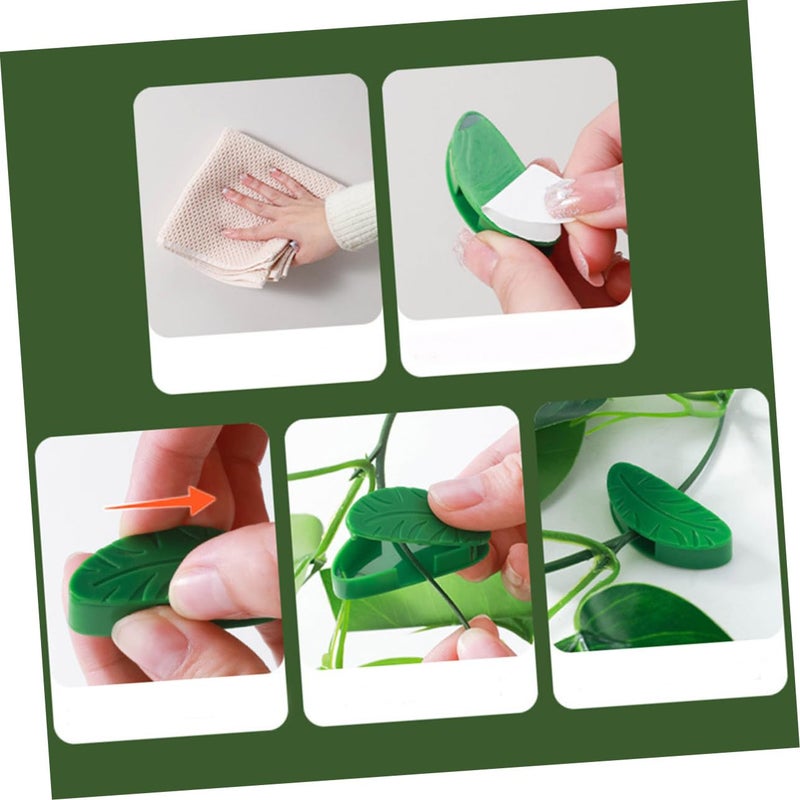 8 Pcs Green Leaf Shaped Wall Vines Clips Durable Plant Traction Hooks For Indoor Outdoor Use - Image 3