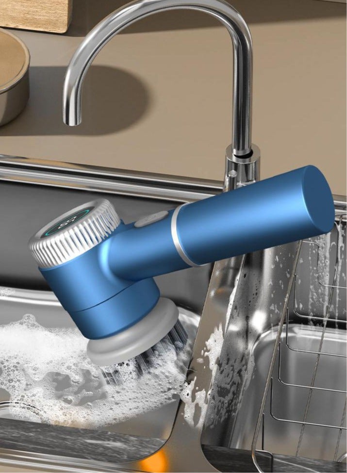 general Electric Spin Scrubber - Cordless Handheld Shower Scrubber with Digital Display, Power Scrub Brush with 5 Replaceable Brush Heads, Adjustable Speeds Cleaning Brush for Bathroom Kitchen - Image 3