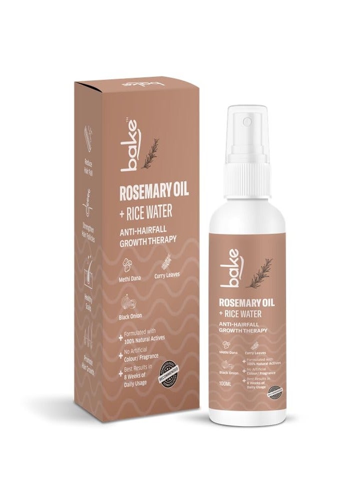BAKE Rosemary Oil Hair Growth Serum Spray with Rice Water & Methi Dana | For Hair Fall, Hair Regrowth & Keratin Treated | Strengthen Hair Follicles | For Women & Men | 100ml (Rosemary Spray - 100ml) - Image 1