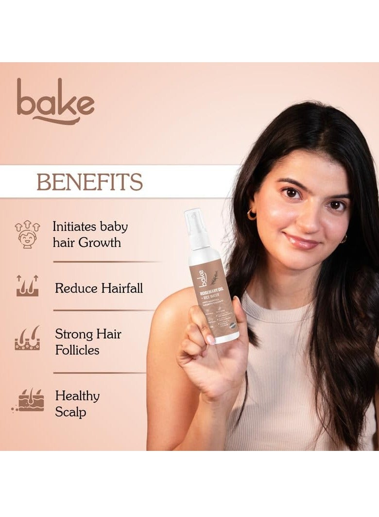 BAKE Rosemary Oil Hair Growth Serum Spray with Rice Water & Methi Dana | For Hair Fall, Hair Regrowth & Keratin Treated | Strengthen Hair Follicles | For Women & Men | 100ml (Rosemary Spray - 100ml) - Image 2