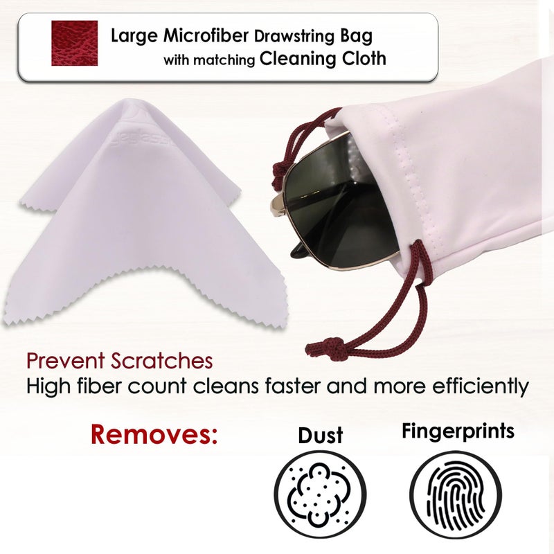 MyEyeglassCase Hard Sunglasses Case in Burgundy Distressed - Large Eyeglass Hard Shell with Microfiber Pouch & Cloth - Glasses Holder Case for Medium to Large Frames Men and Women (AS113 Burgundy) - Image 5