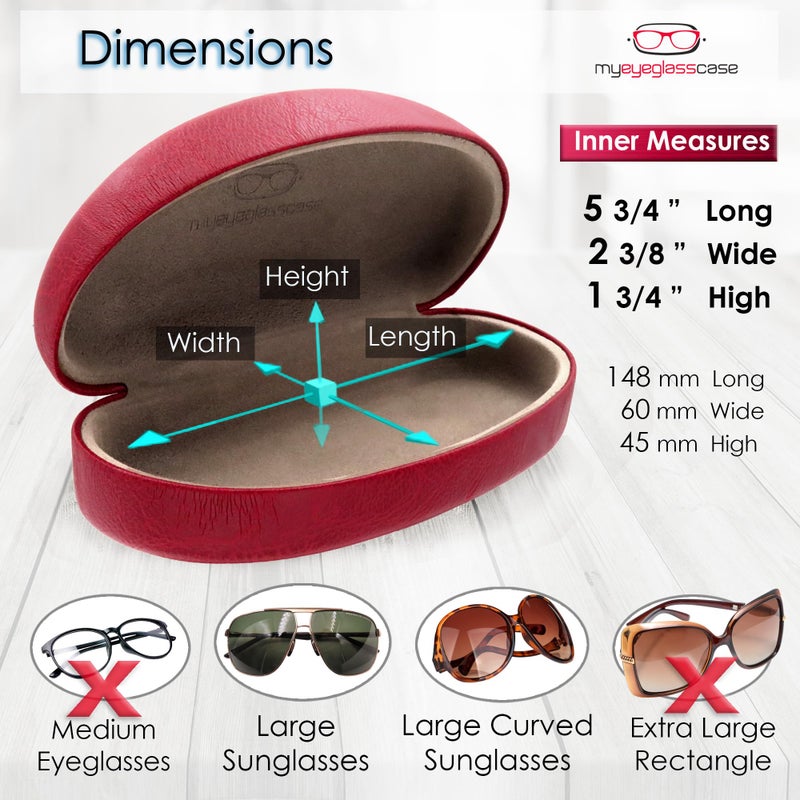MyEyeglassCase Hard Sunglasses Case in Burgundy Distressed - Large Eyeglass Hard Shell with Microfiber Pouch & Cloth - Glasses Holder Case for Medium to Large Frames Men and Women (AS113 Burgundy) - Image 4