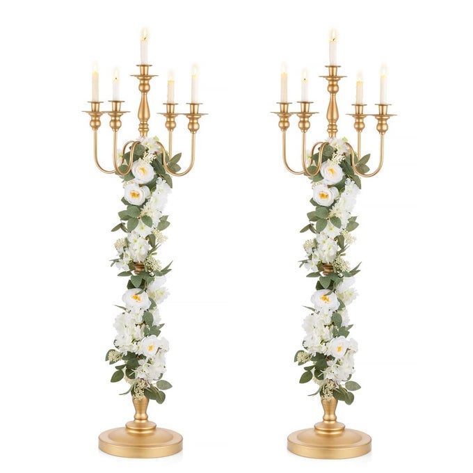 GOLD WEDDING CANDELABRA TALL 50 ANTIQUE FLOOR CANDELABRA METAL 5 ARM CANDELABRA SPIRAL CANDELABRA CANDLE HOLDER CANDLE OPERA CENTERPIECES FOR EVENTS PARTY CEREMONY WEDDING AISLE HOME