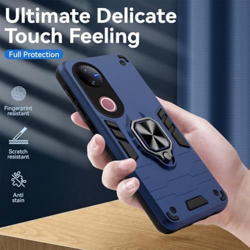 AIBEX Armor Back Cover Compatible for Vivo T4R 5G / iQOO Z10R 5G / Vivo V50E 5G / Vivo V50 5G| Rugged Shockproof Case with Ring Holder & Kickstand | Military-Grade Protection | Magnetic Car Mount - Image 5