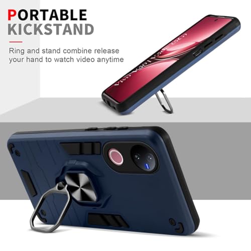 AIBEX Armor Back Cover Compatible for Vivo T4R 5G / iQOO Z10R 5G / Vivo V50E 5G / Vivo V50 5G| Rugged Shockproof Case with Ring Holder & Kickstand | Military-Grade Protection | Magnetic Car Mount - Image 3