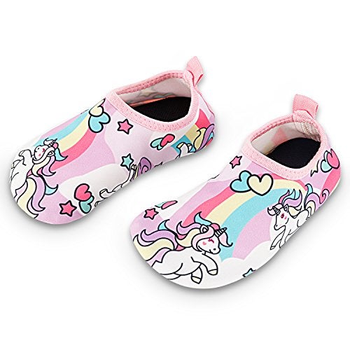 Bigib Toddler Kids Swim Water Shoes Quick Dry Non-Slip Water Skin Barefoot Sports Shoes Aqua Socks for Boys Girls Toddler, Unicorn, 6 Toddler - Image 1